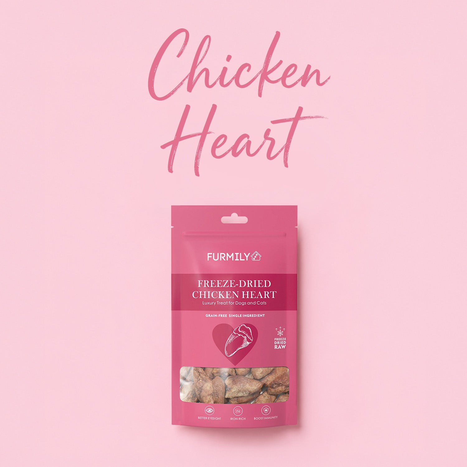 Freeze-Dried Chicken Heart Pet Treats by FURMILY 40g