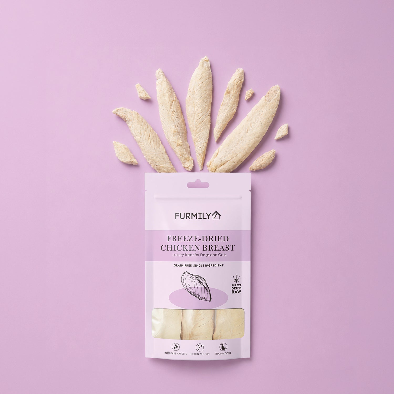 Freeze-Dried Chicken Breast Pet Treats by FURMILY 40g