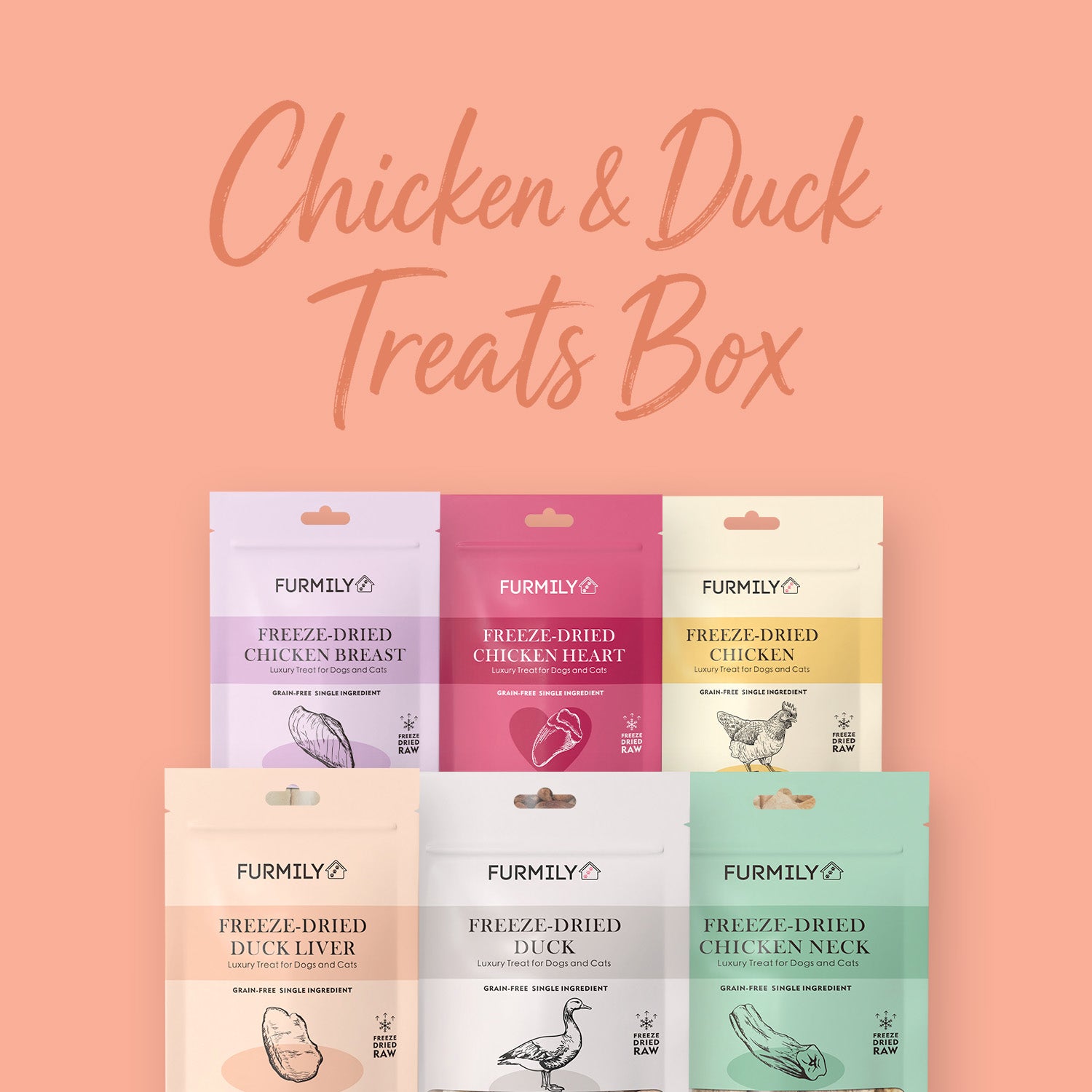 Freeze-Dried Chicken & Duck Treats Box for Cats & Dogs by Furmily