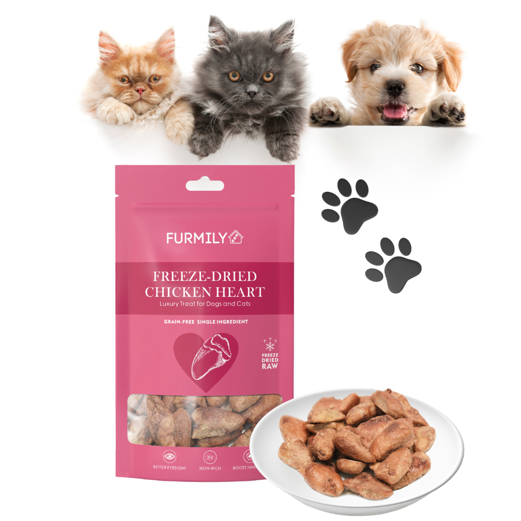 Freeze-Dried Chicken Heart Pet Treats by FURMILY 40g