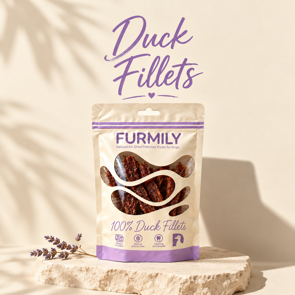 AIR-DRIED 100% DUCK FILLET DOG TREATS