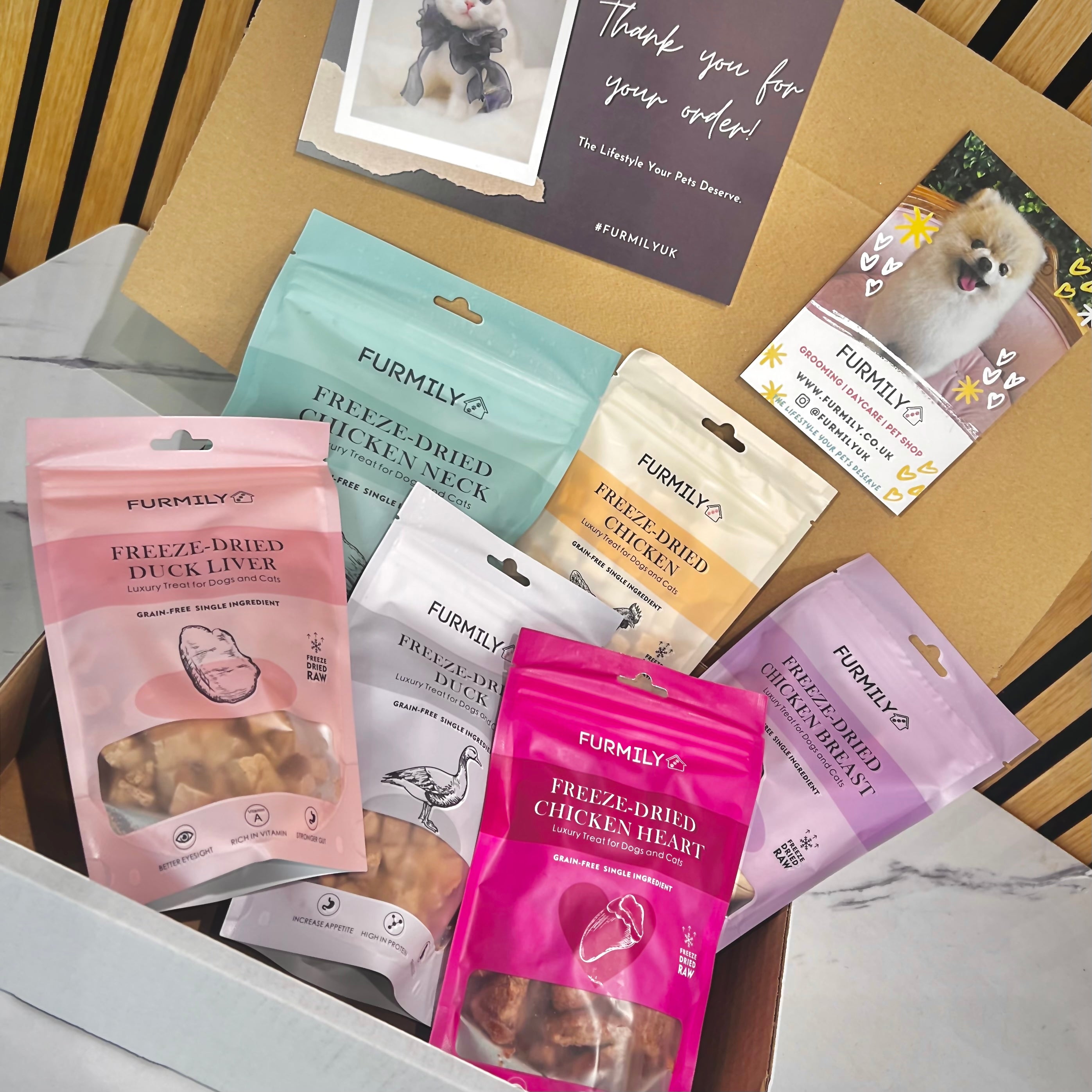 Freeze-Dried Chicken & Duck Treats Box for Cats & Dogs by Furmily