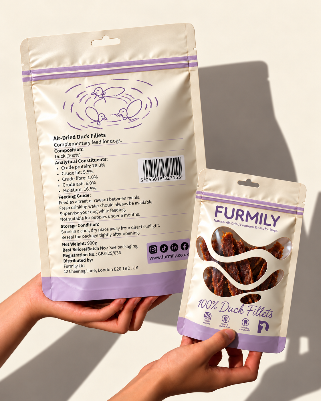 AIR-DRIED 100% DUCK FILLET DOG TREATS