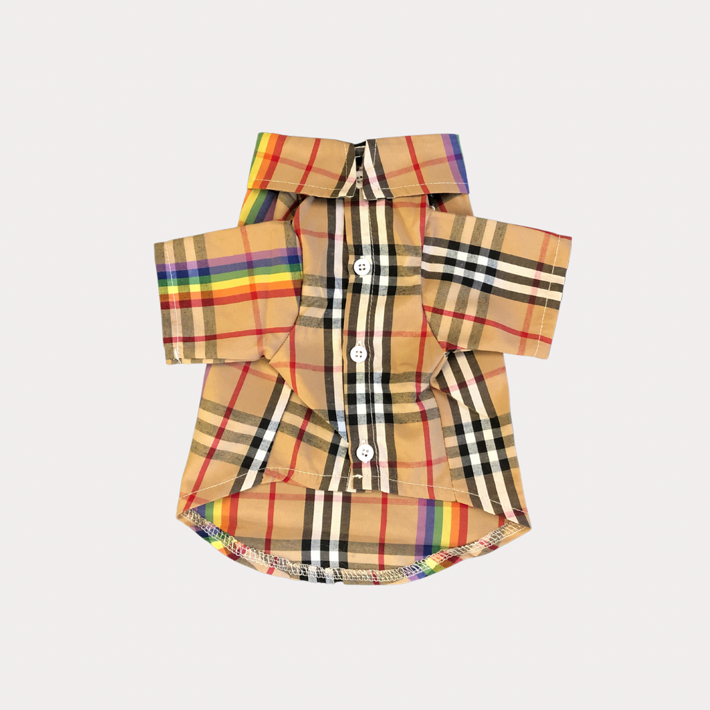 "Love is Love"  Pride Shirt with Rainbow Plaid