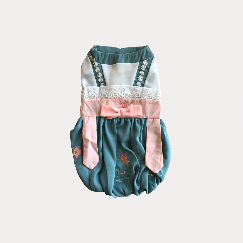 "Mulan" - Embroidered Traditional Dress with Lace Trim
