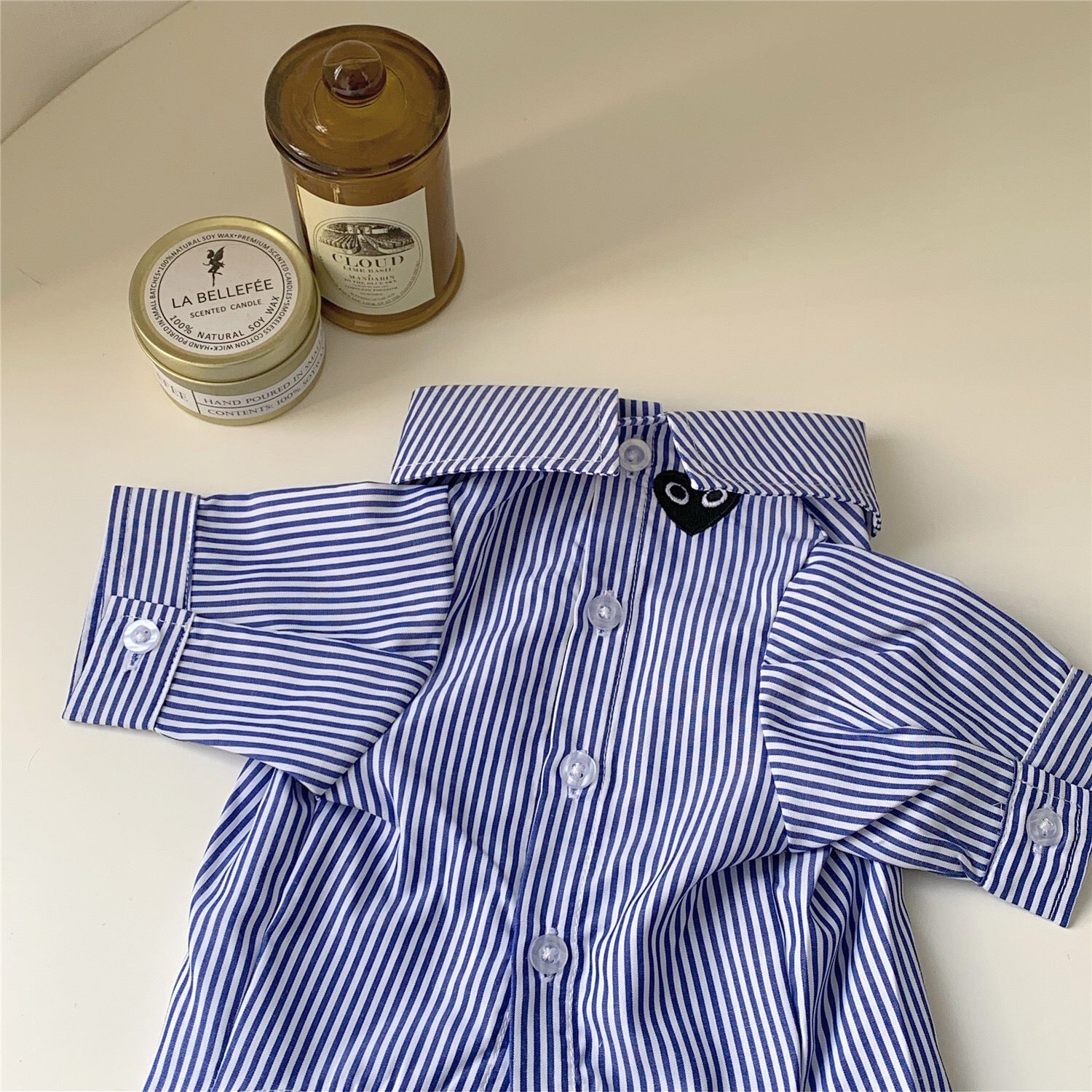 Designer Striped Embroidered Logo Shirt