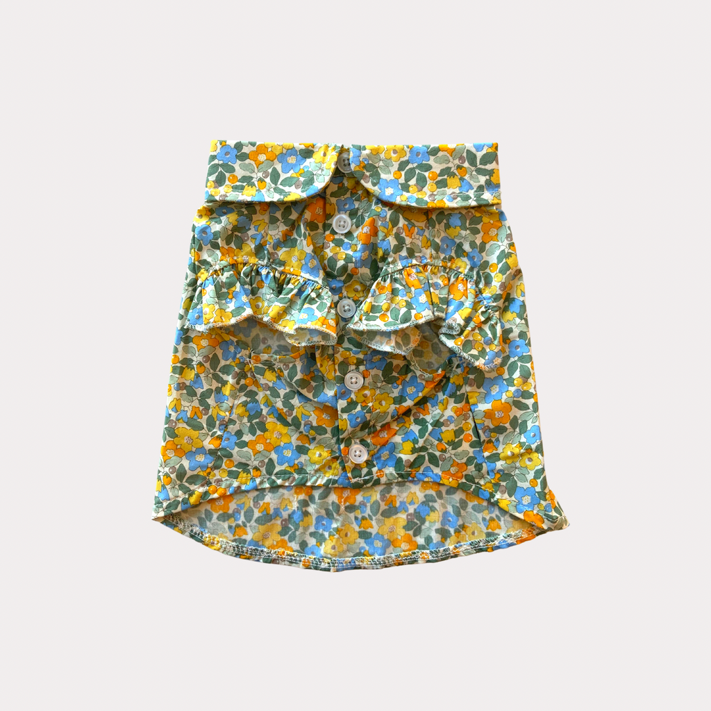 Floral T Shirt with Spread Collar