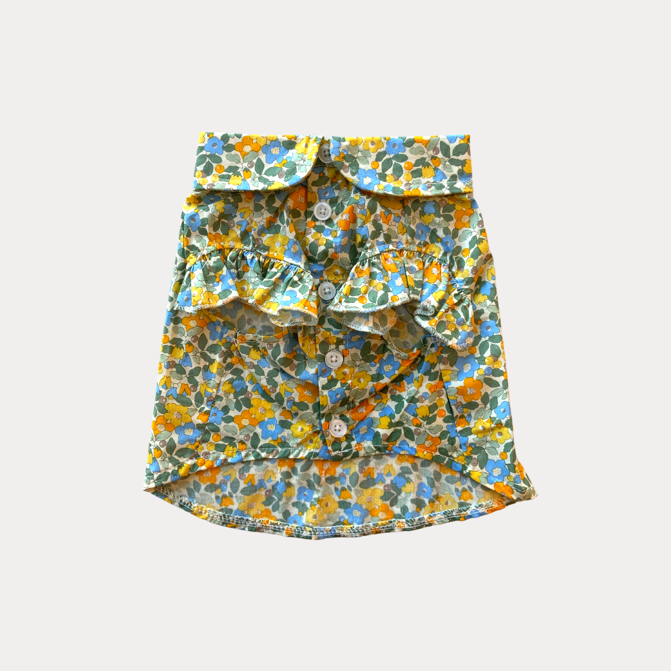Floral T Shirt with Spread Collar