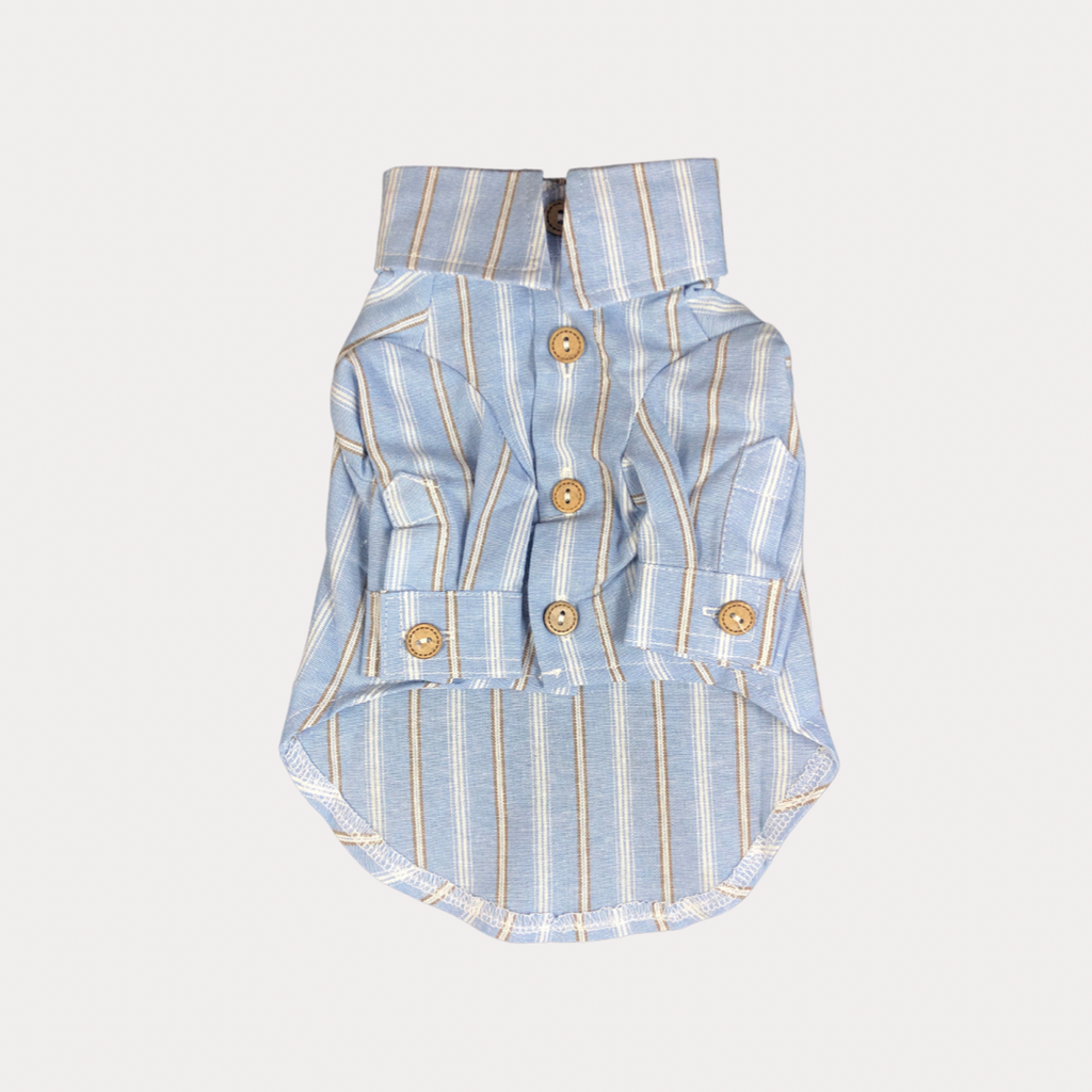 Linen Mix Shirt with Blue Stripe