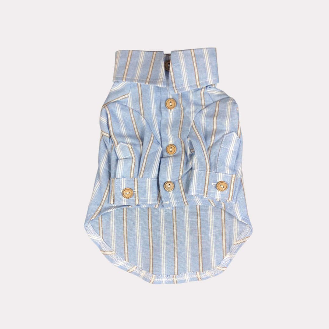 Linen Mix Shirt with Blue Stripe