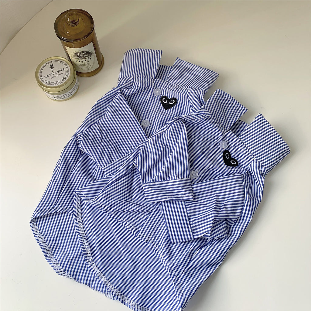 Designer Striped Embroidered Logo Shirt