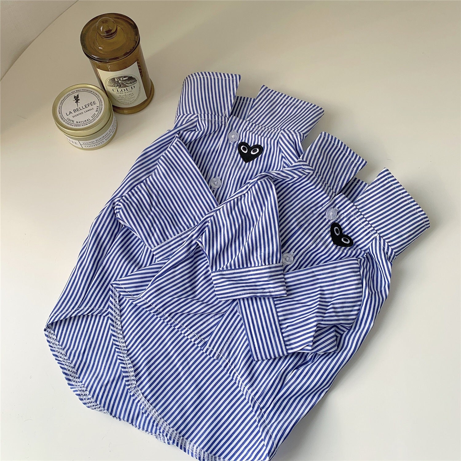 Designer Striped Embroidered Logo Shirt