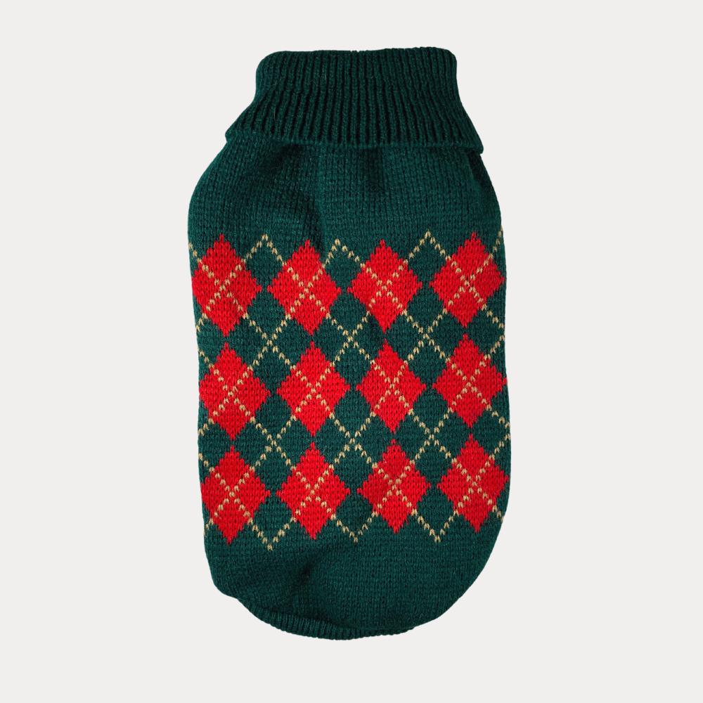 'Mum's Favourite' Check Print Knitted Jumper for Dogs/Cats