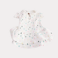 Colour Dot White Dress with Puff Sleeve