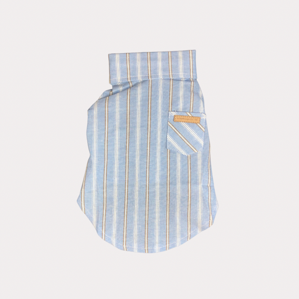 Linen Mix Shirt with Blue Stripe