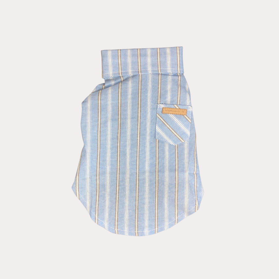 Linen Mix Shirt with Blue Stripe