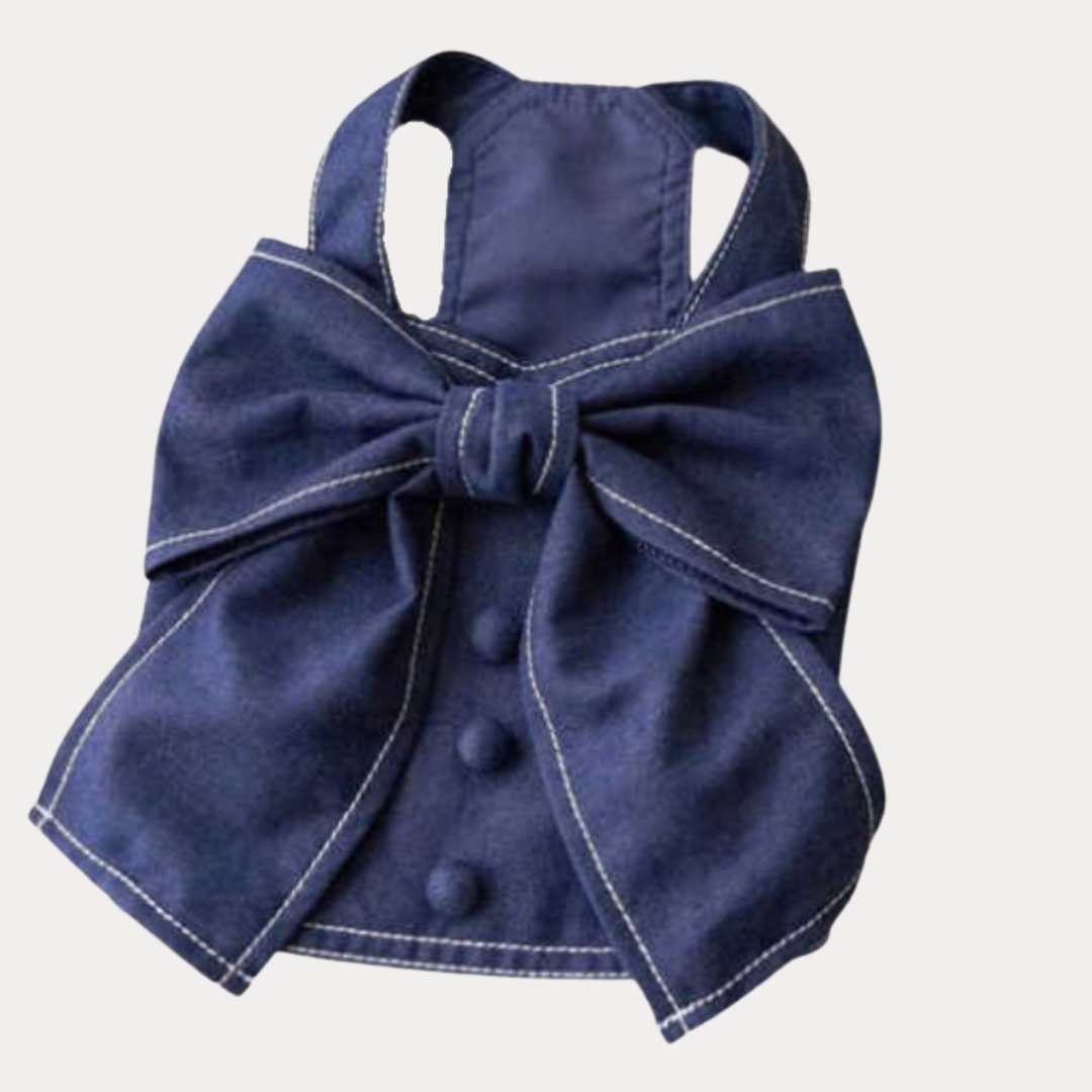 The Denim Bow Tie Harness Shirt/Dress Couple Collection For Small Dogs