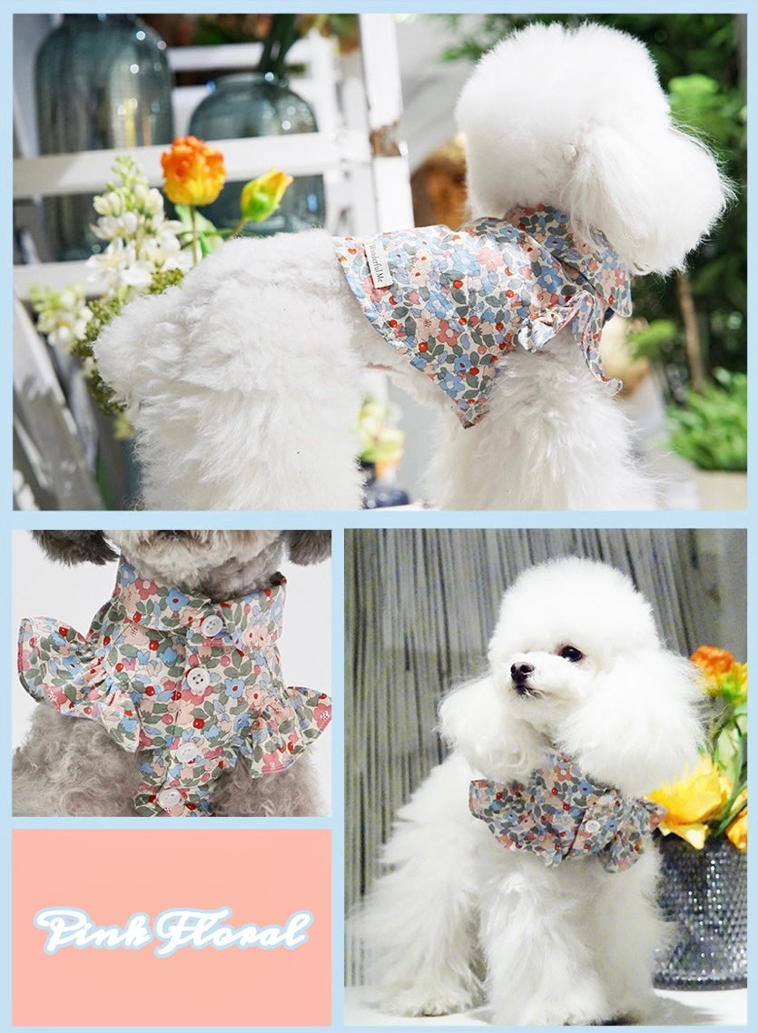 Floral T Shirt with Spread Collar