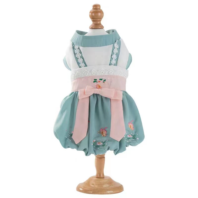 "Mulan" - Embroidered Traditional Dress with Lace Trim